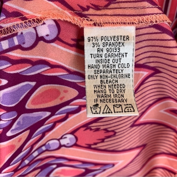 Vintage Bob Mackie Wearable Art Pink Purple Long Sleeve Graphic Tunic Top sz M - Picture 6 of 7